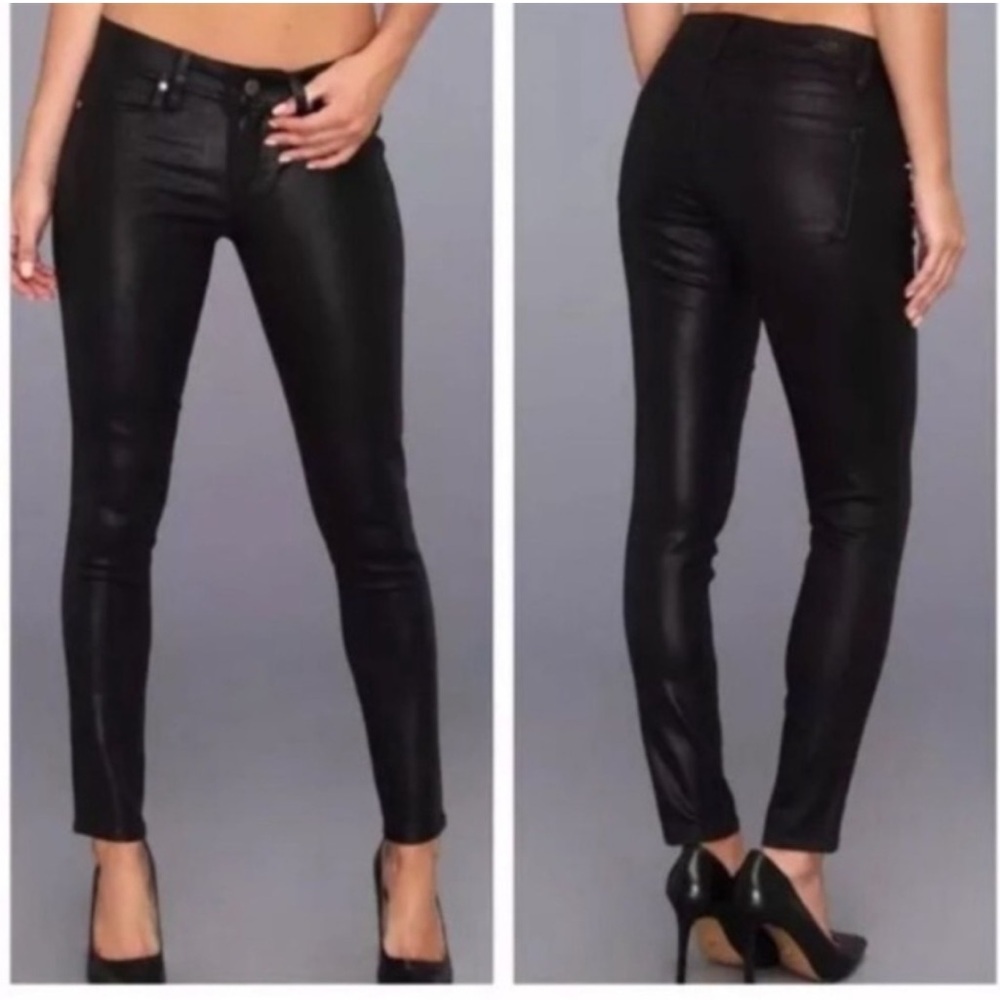 PAIGE Metallic Coated Peg Skinny Jeans